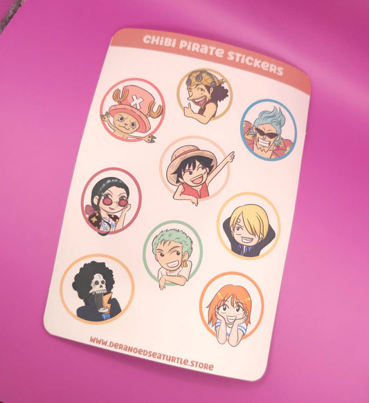 Chibi Anime Pirate Sticker Sheet